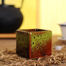 High Temperature Kiln Small Flower Pots Square Simple Multicolored Ceramic Mini Multi-meat Thumb Basin Chinese Wind Color Kiln