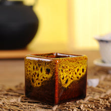 High Temperature Kiln Small Flower Pots Square Simple Multicolored Ceramic Mini Multi-meat Thumb Basin Chinese Wind Color Kiln
